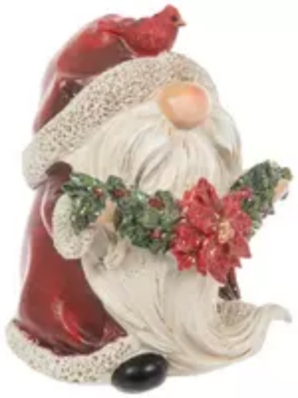 Santa Gnome Holding Garland Figurine